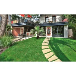 Pas de cheminement trapèze en pierre reconstituée beige Hairie Grandon - 49 x 33/26 cm