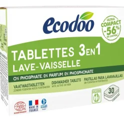 Pastilles lave-vaisselle 3 en 1 Ecodoo - 30 pcs
