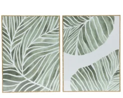 Peinture motif feuilles sur toile canevas vert - 30 x 40 cm