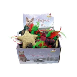 Peluche de Noël pour chat motif tartan coloris multicolore en forme d'étoile Bubimex - 11 cm