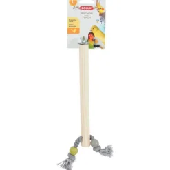 Perchoir en bois avec une corde pour les oiseaux exotiques coloris multicolore Zolux - L. 6 x l. 2.5 x H. 30 cm