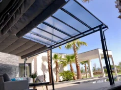 Pergola adossée polycarbonate, acier, aluminium COULEURS DU MONDE - modèle Stockholm - 3,5x6m