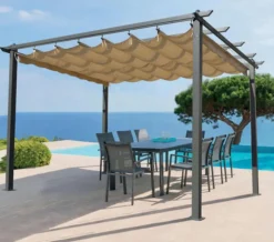 Pergola aluminium écru OZALIDE Oregon - 3x3m