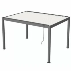 Pergola bioclimatique autoportante en aluminium, grey PROLOISIRS ERIS - 3m x 3m