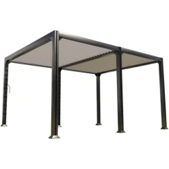 Pergola bioclimatique autoportante en aluminium coloris gris anthracite modèle Newport Couleurs du monde - 3 x 4 x 2,30 m