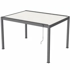 Pergola bioclimatique manuelle STAR LED 3x4m Grey/Blanc - PROLOISIRS