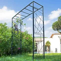 Pergola Mandala tube Grand modèle Métal Gris 165x50x198 cm