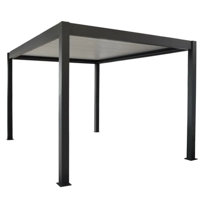 Pergola rectangulaire autoportée motorisée bioclim avec LED Zephir coloris gris - 3 x 4 m