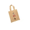 Petit sac en jute décor casse-noisette beige et rouge - 20 x 24 cm