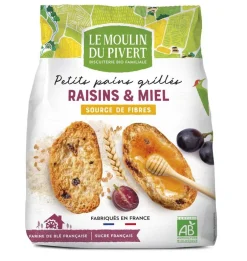 Petits pains grillés au miel et raisin bio 225 g