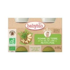 Petits pots de pomme de terre et petits pois Babybio 2 x 130 g