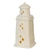 Phare blanc en porcelaine à LED - 9 x 9 x H 20,3 cm
