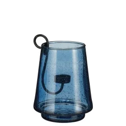 Photophore avec bougeoir en verre bleu Cristo - Ø 12 x 15 cm