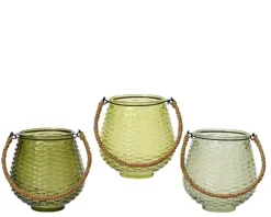 Photophore coloris vert en verre - Ø 13 cm