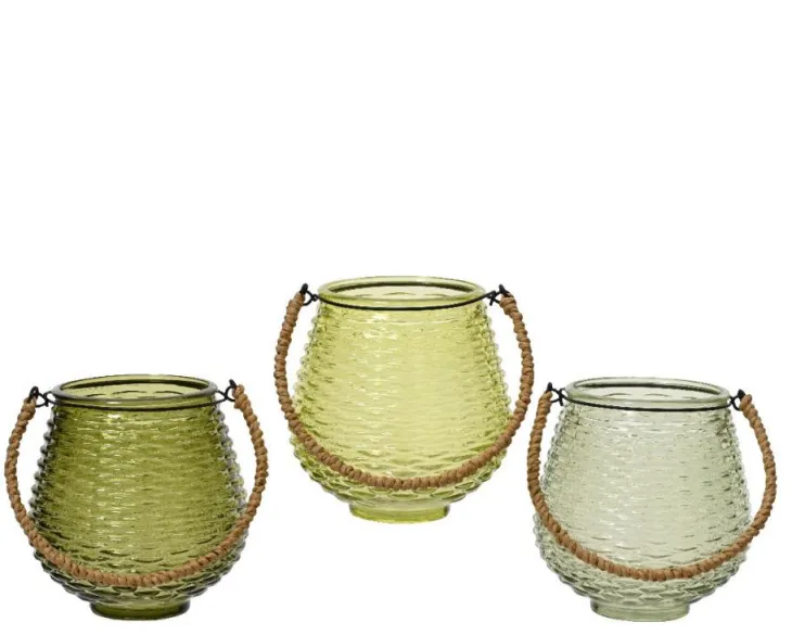 Photophore coloris vert en verre - Ø 13 cm