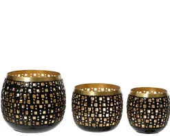 Photophore conique ajouré coloris multicolore en métal - 8 cm