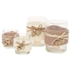 Photophore Cosy coloris blanc en verre transparent - Ø 11 cm