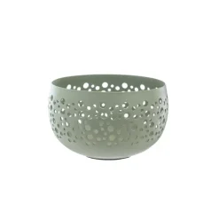 Photophore en métal ajouré vert d’eau motif bulles - Ø 12 x H 8 cm