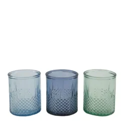 Photophore en verre effet gaufré - Ø 9 x H 11 cm