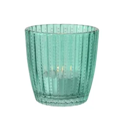 Photophore Marilu en verre bleu H 7,5 x Ø 7,5 cm