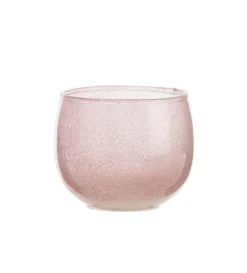 Photophore rond coloris rose en verre - 8 x 9,5 cm
