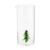 Pichet en verre transparent avec décor sapin vert - 1,4 L