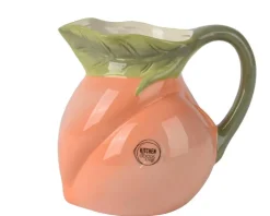 Pichet imitation pêche en dolomite orange brillant - 15 x 18 x 16 cm