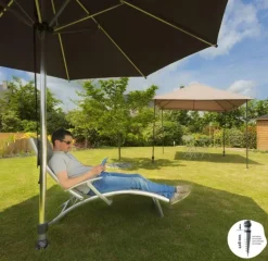 Pied de parasol droit pour mât coloris gris en aluminium Gard&Rock - Ø 8 x 28 cm