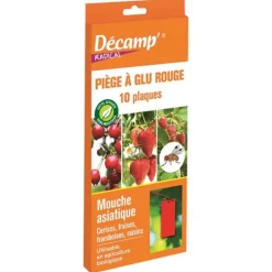 Piège à glu rouge pour mouche asiatique 10 plaques 1x10,5x25 cm