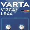 Piles bouton alcalines Varta LR44 / V13GA x 2