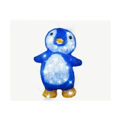Pingouin lumineux LED coloris bleu à piles - 20 x 17 x 30 cm