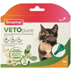 Pipettes antiparasitaires pour le chat coloris blanc VETOpure Beaphar – 3 x 1 ml