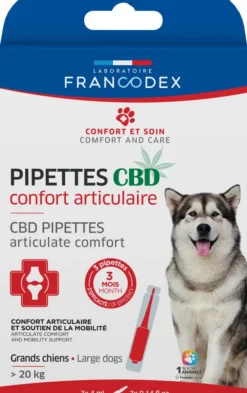 Pipettes CBD pour chien de plus de 20 kg confort articulaire Francodex - x 3 de 4 ml