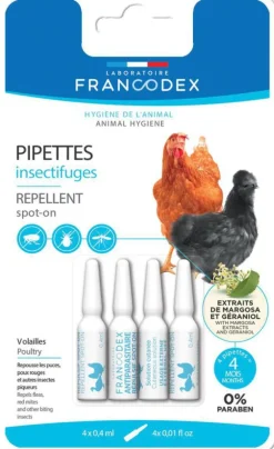 Pipettes insectifuges pour volaille Francodex - 4 x 0,4 ml