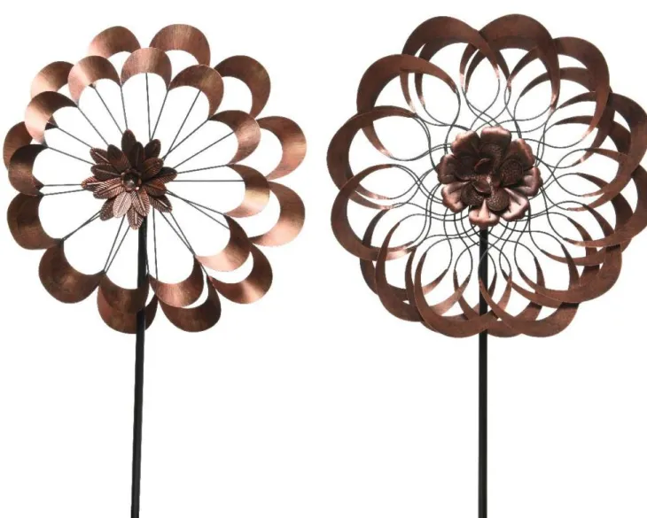 Pique décorative en métal moulin à vent coloris cuivre - 180 cm