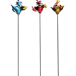 Pique solaire oiseau en métal et plastique à LED