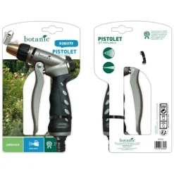 Pistolet d’arrosage gainé en métal « Pro » noir à jet réglable