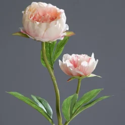 Pivoine rose artificielle 2 fleurs - 60 cm