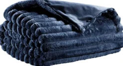 Plaid bleu marine en polyester Alice - 130 x 160 cm