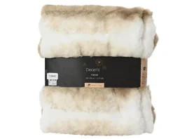 Plaid brun en polyester imitation fourrure - 170 x 130 cm