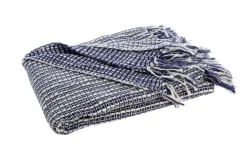 Plaid décoratif chenille et pompons coloris multicolore en coton - 130 x 170 cm