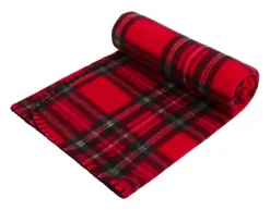 Plaid de Noël pour chien et chat en polaire coloris rouge motifs à carreaux Wouapy - 100 x 70 cm