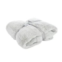 Plaid imitation fourrure coloris gris en polyester - 140 x 200 cm