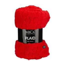 Plaid polaire rouge en polyester avec étoiles Mica - 180 x 130 cm