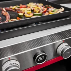 Plancha à gaz en fonte émaillée noire sur chariot Weber - 76 cm