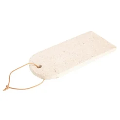 Planche à découper Terrazo beige avec cordelette en cuir 33x15 cm
