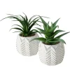 Plante artificielle en pot blanc - 14 cm