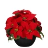 Plante artificielle Poinsettia rouge en pot - Ø 35 x H 30 cm