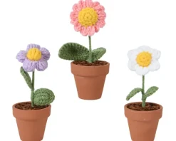 Plante tricotée avec feuilles - Ø 5,5 x H 14 cm