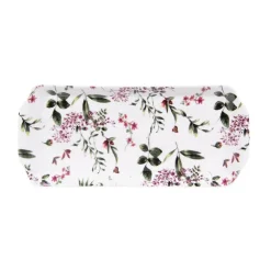 Plat à cake en porcelaine motifs floraux Champêtre - 36 x 40 cm